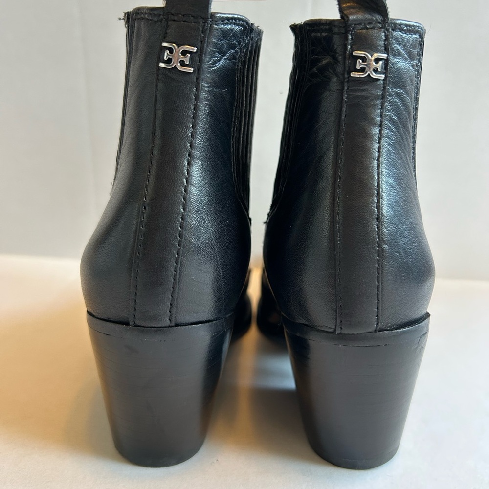 Sam Edelman Winona Western Ankle Pointed Toe Black Leather Booties Size 5 - Picture 5 of 9
